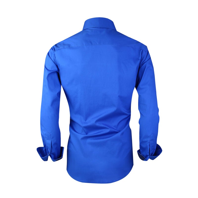 Alex Vando Mens Dress Shirts Regular Fit Long Sleeve Stretch Business Dress Shirts for Men,Royal,Large - Image 2